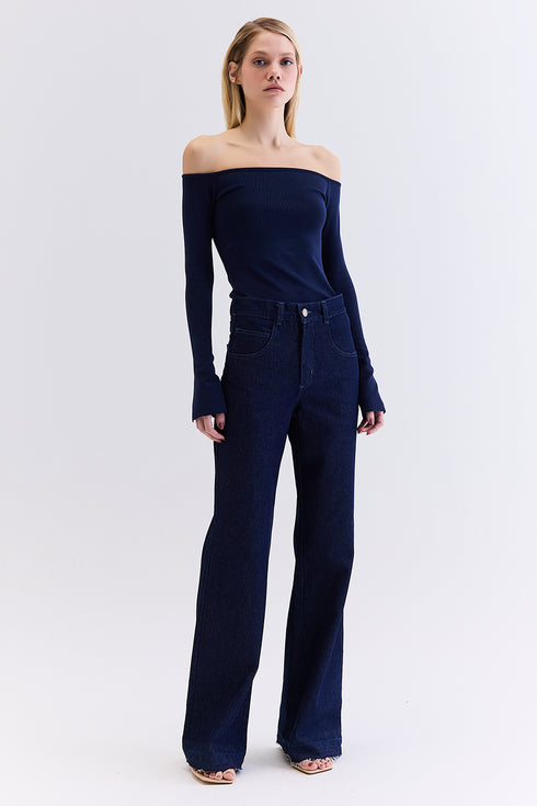 CALÇA JEANS RETA AZUL ESCURO